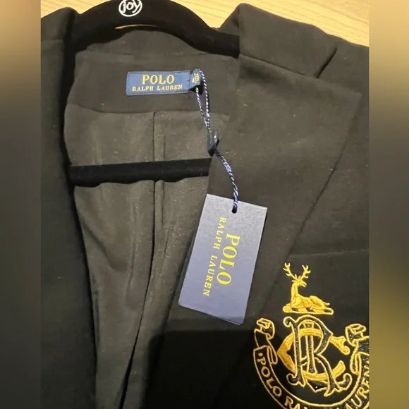 NWT Polo Ralph Lauren Embroidered Crest Black Blazer Golden-tone Buttons Preppy - Picture 4 of 12